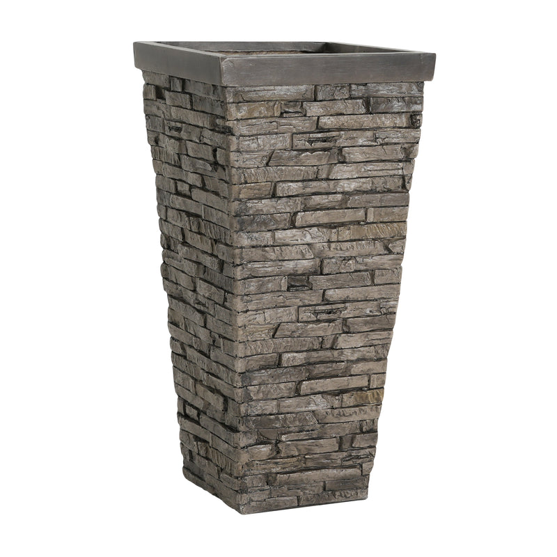 Tall Stone-Effect Square Planter by HouseOfZazla