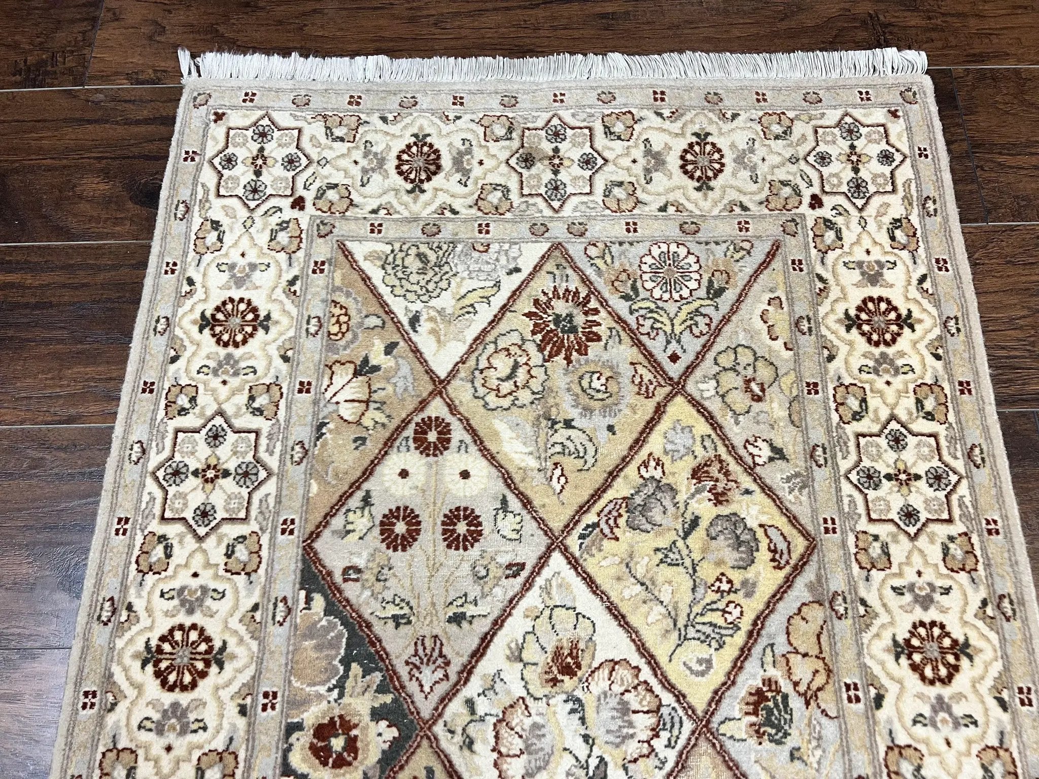Pak Persiann Runner Rug 2.7 x 12, Handmade Wool Vintage Hallway Rug, Panel Design by Jewel Rugs