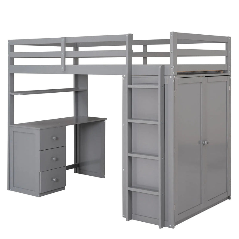 Loft Bed With Drawers, Desk, And Wardrobe by Unique Piece Furniture