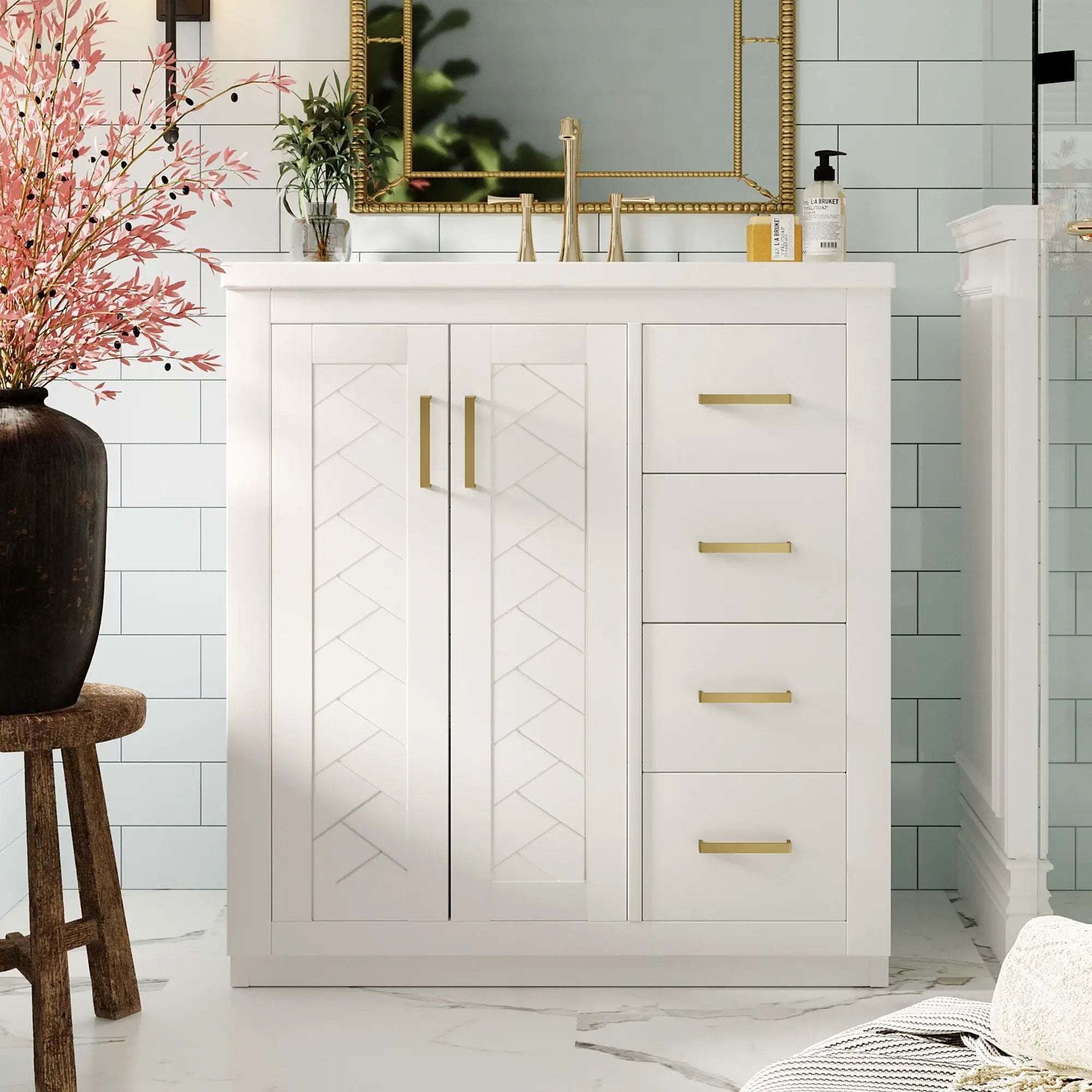 Bathroom Vanity With Sink, Storage Cabinet, Freestanding Set With 3 Drawers & Soft Closing Doors by Unique Piece Furniture