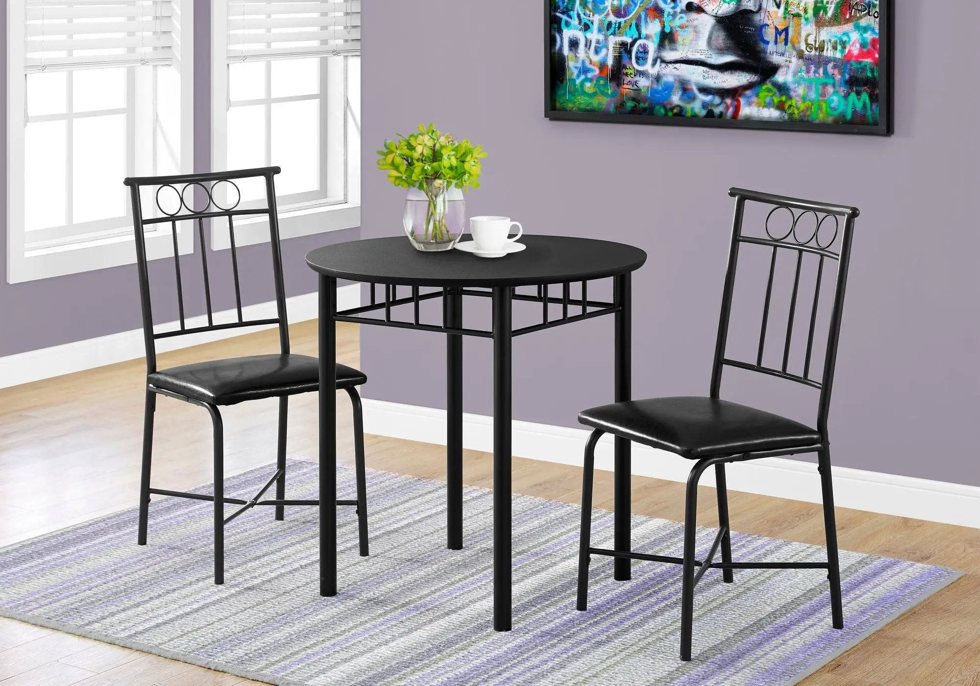 3 Pieces Dining Table Set, Small, Round, Contemporary & Modern by Unique Piece Furniture