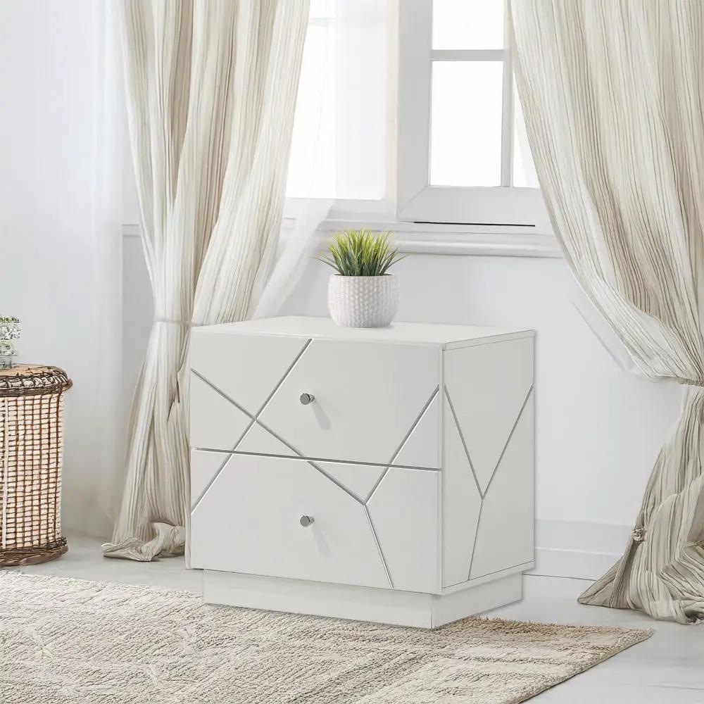 Esther - Nightstand - White / Silver by Unique Piece Furniture