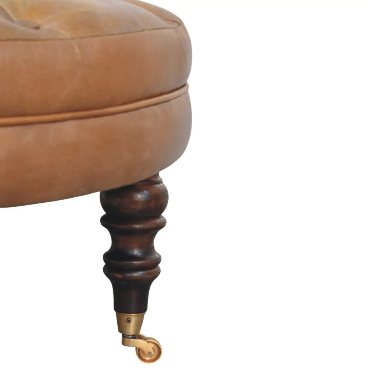 Buffalo - Round Ottoman With Castor Legs - Brown by HouseOfZazla
