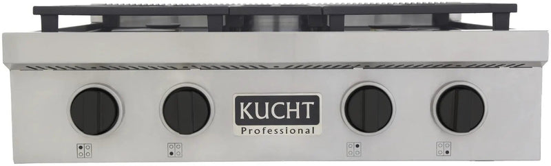 Kucht 30" 4 Burners Stainless Propane Cooktop, KFX309T/LP-K by Farmhouse Kitchen and Bath