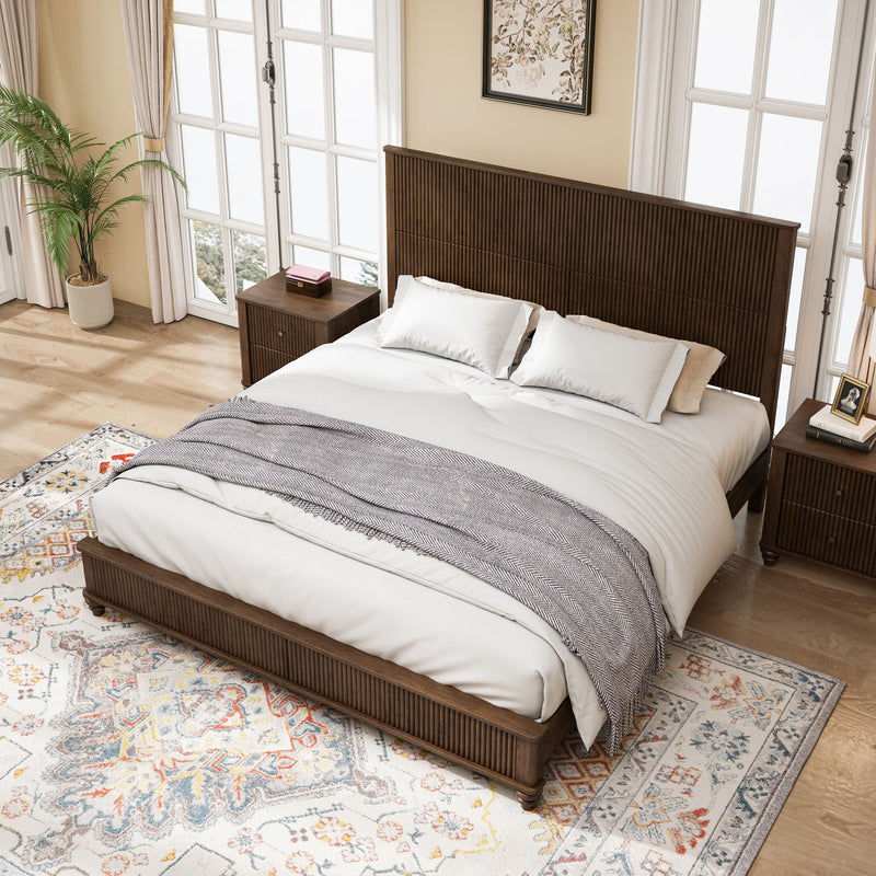 Platform Bed Frame & Tall Headboard by HouseOfZazla