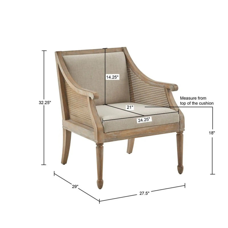 Transitional Cane Accent Armchair And Back Cushion - Natural by Unique Piece Furniture