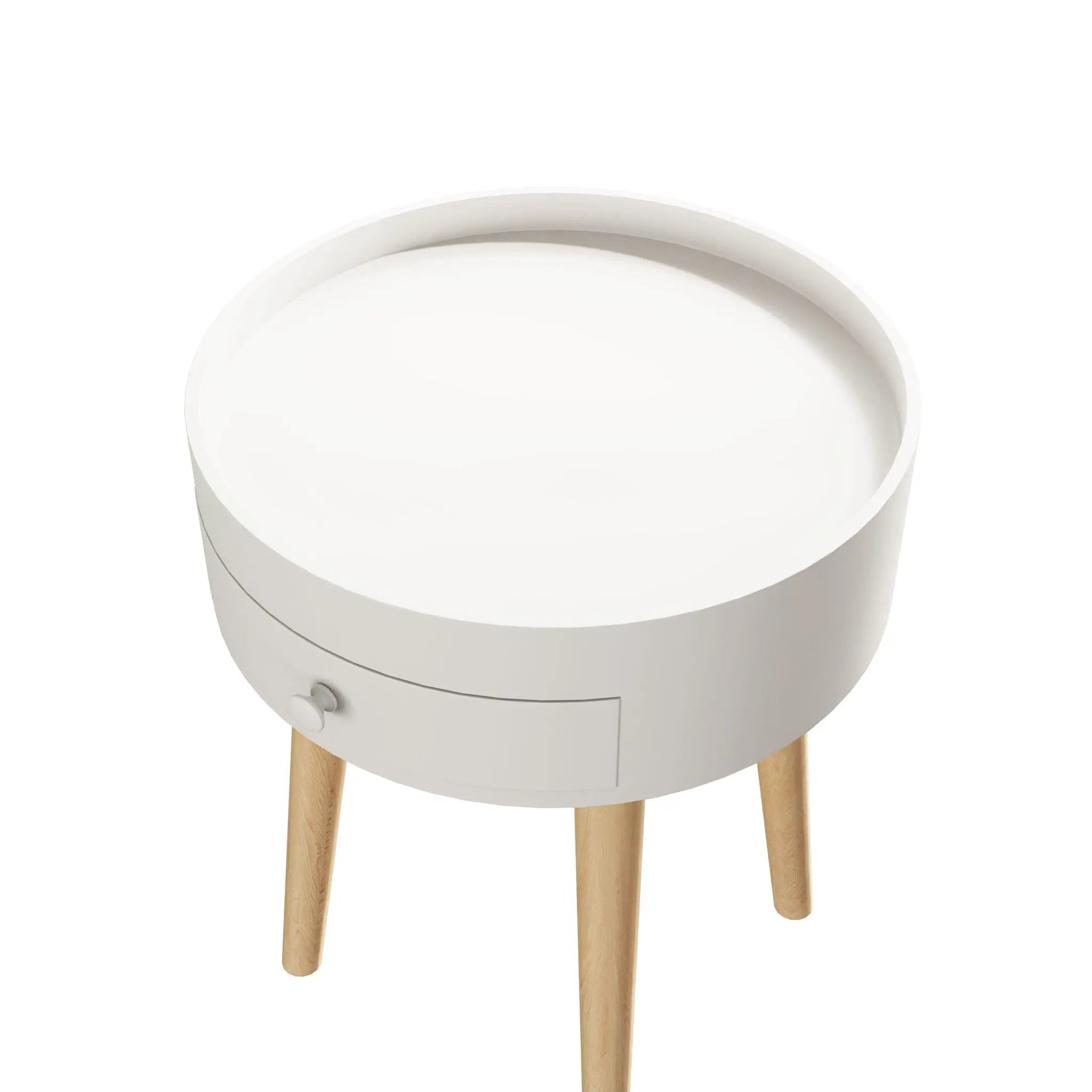 Nightstand With Storage Drawer, Bedside Table For Bedroom - White by HouseOfZazla