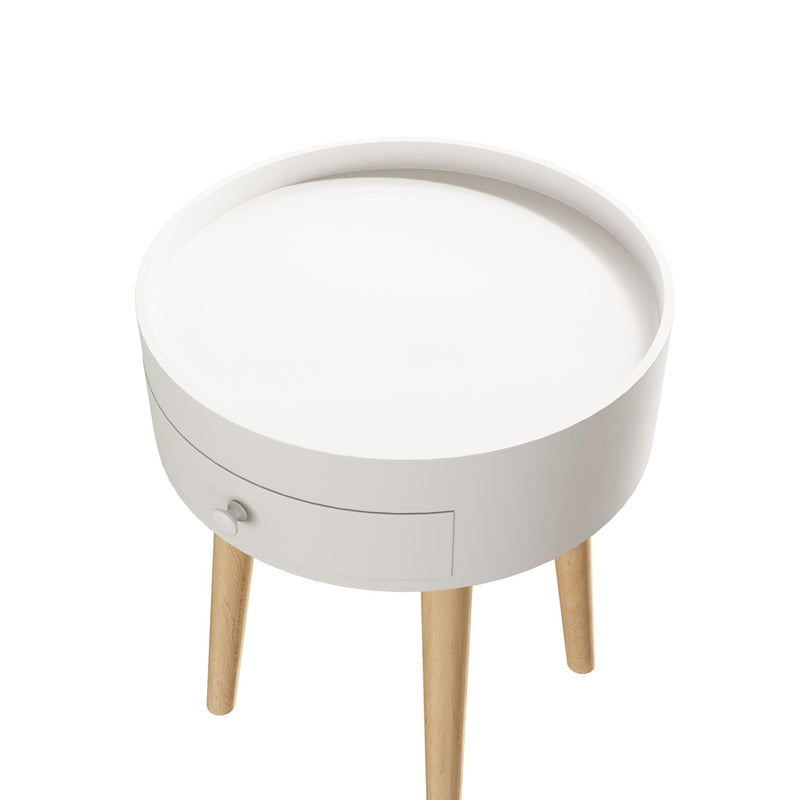Nightstand With Storage Drawer, Bedside Table For Bedroom - White by HouseOfZazla