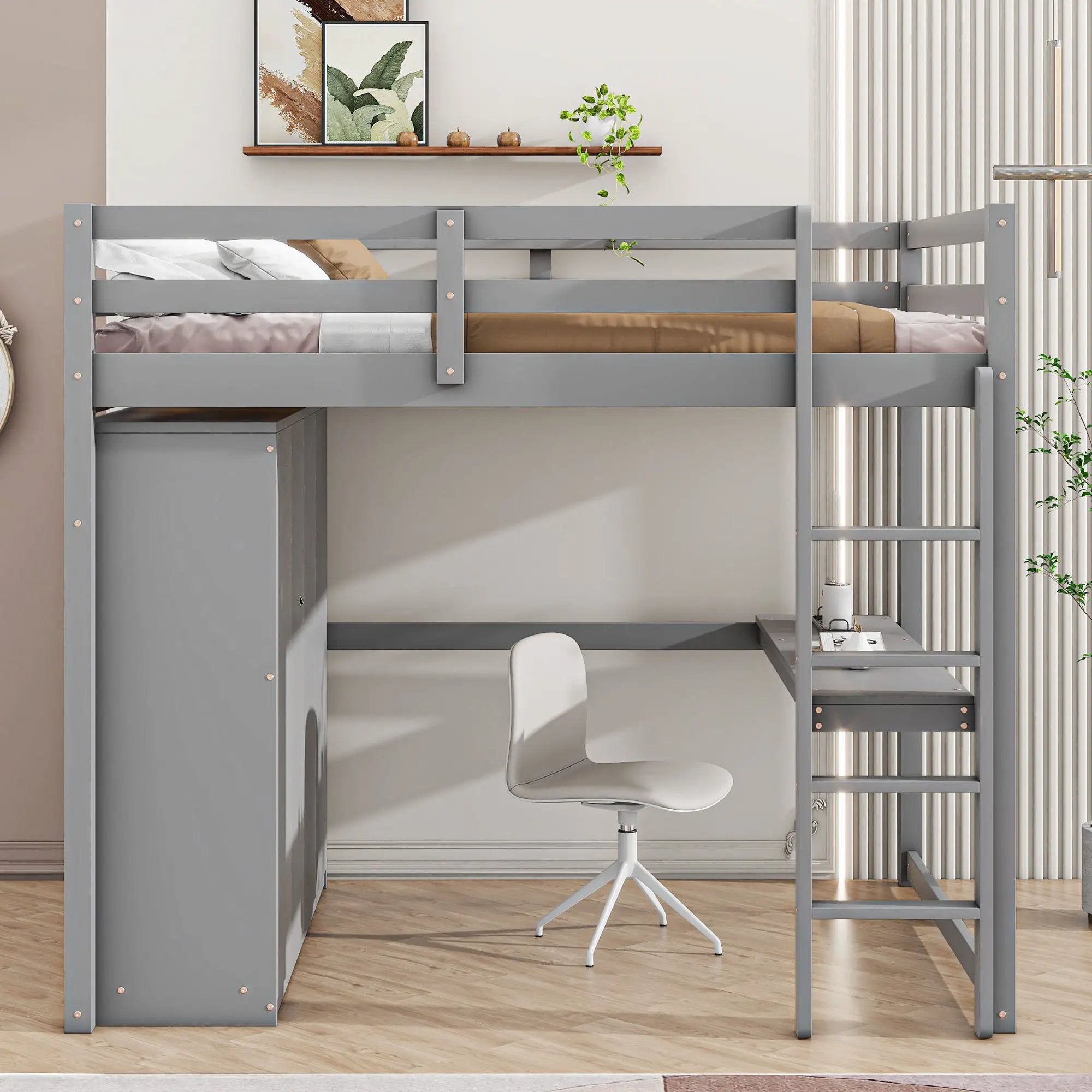 Loft Bed With Built In Wardrobe, Shelves And Drawers by HouseOfZazla