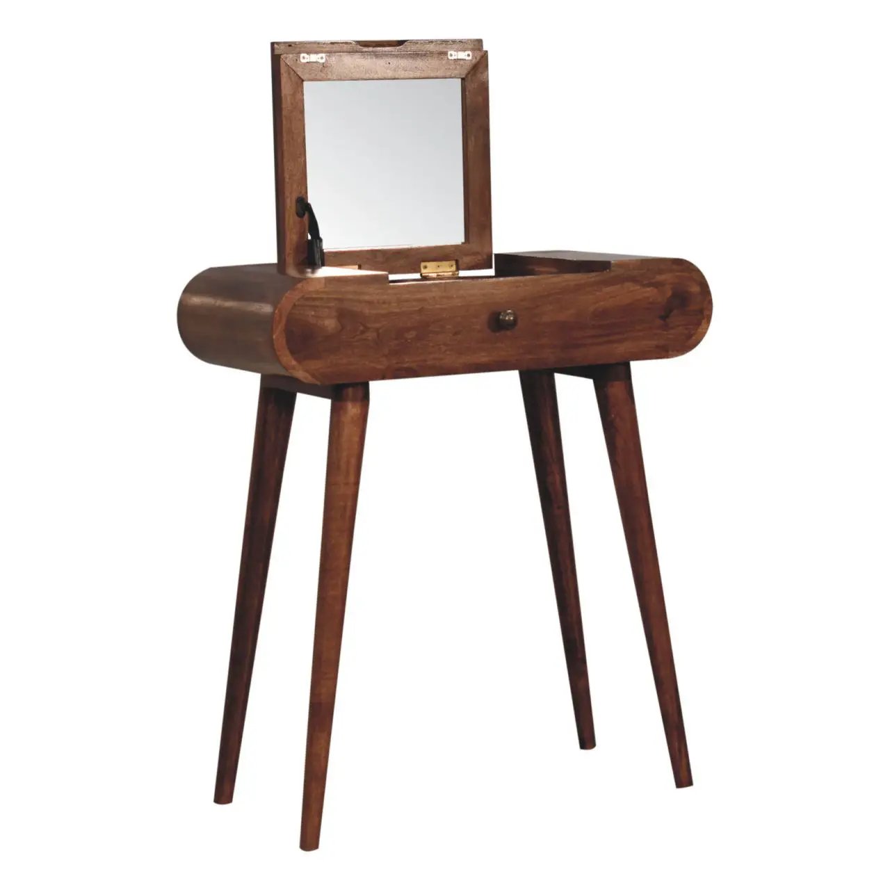 Mini Dressing Table With Foldable Mirror - Caramel by Unique Piece Furniture