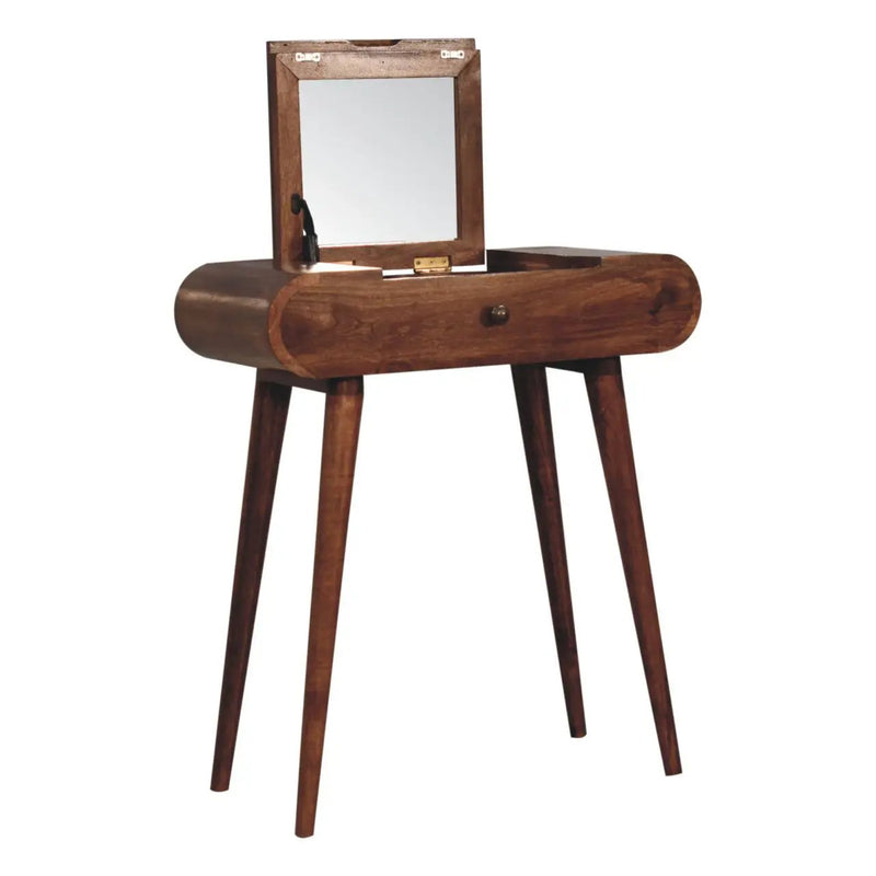 Mini Dressing Table With Foldable Mirror - Caramel by Unique Piece Furniture