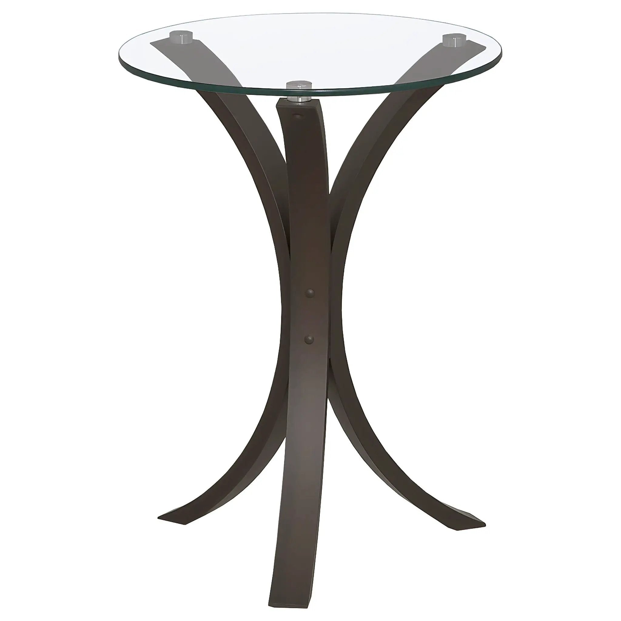 Edgar Round Glass Top Accent Side Table Cappuccino by Unique Piece Furniture