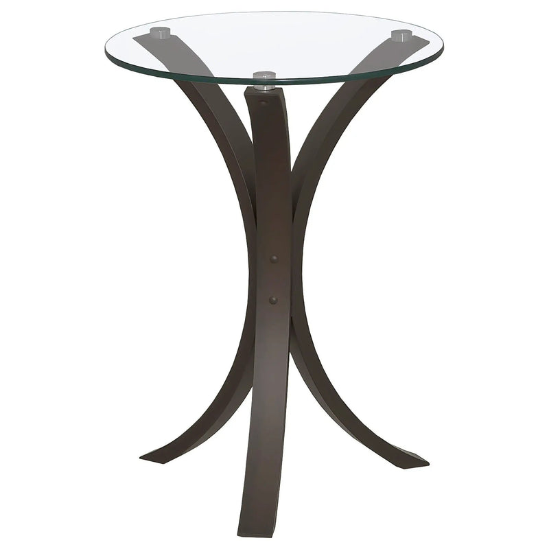 Edgar Round Glass Top Accent Side Table Cappuccino by Unique Piece Furniture
