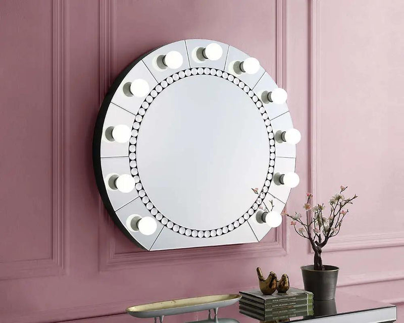 Farai - 29" Accent Mirror - Mirrored & Faux Crystal Diamonds by Unique Piece Furniture