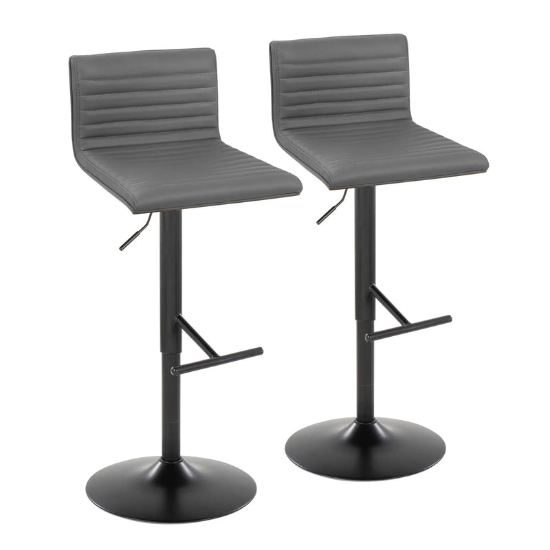 Mason - Contemporary Adjustable Barstool With Swivel With Straight T Footrest (Set of 2) by HouseOfZazla
