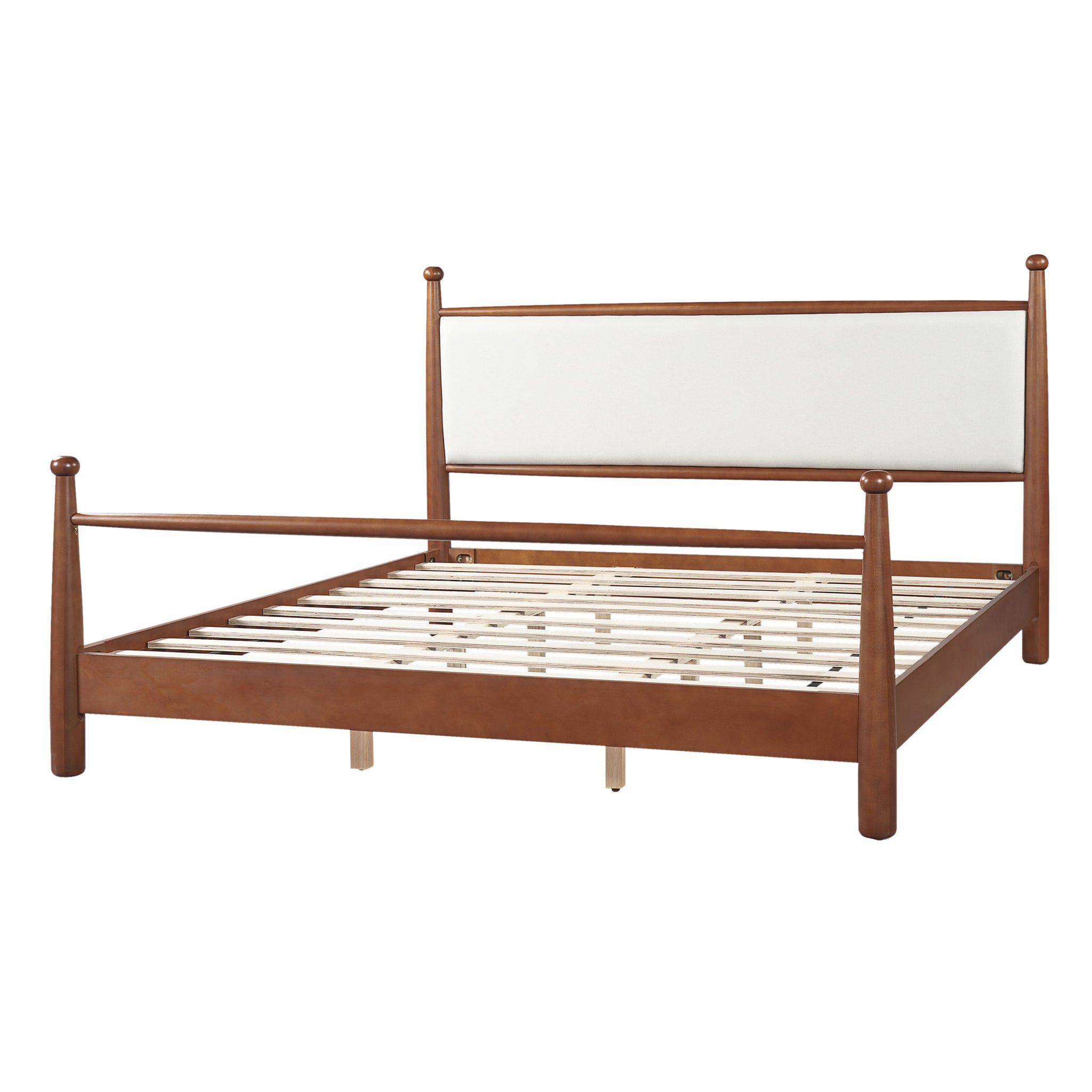 Solid Poplar & Plywood Bed Frame with Upholstered Headboard, King by HouseOfZazla