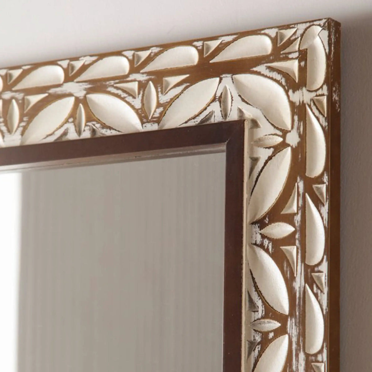 29.13"×47.24" Rectangular Carved Leaf Wall Mirror by HouseOfZazla