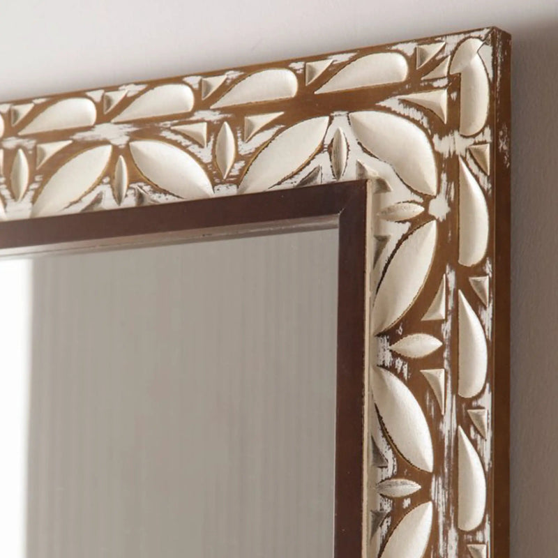 29.13"×47.24" Rectangular Carved Leaf Wall Mirror by HouseOfZazla
