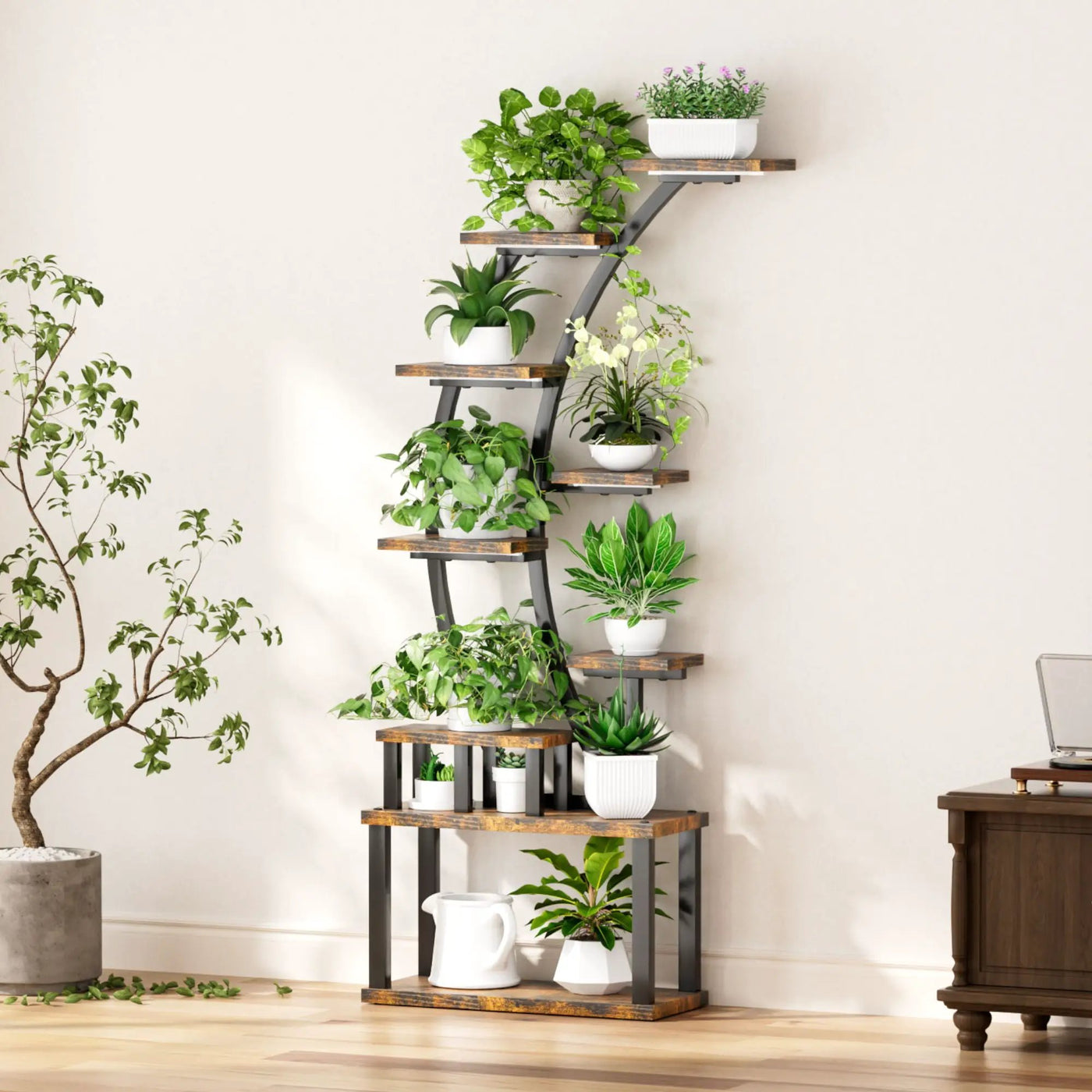 9 Tiered Indoor Plant Stand With 5 Adjustable Grow Lights by HouseOfZazla