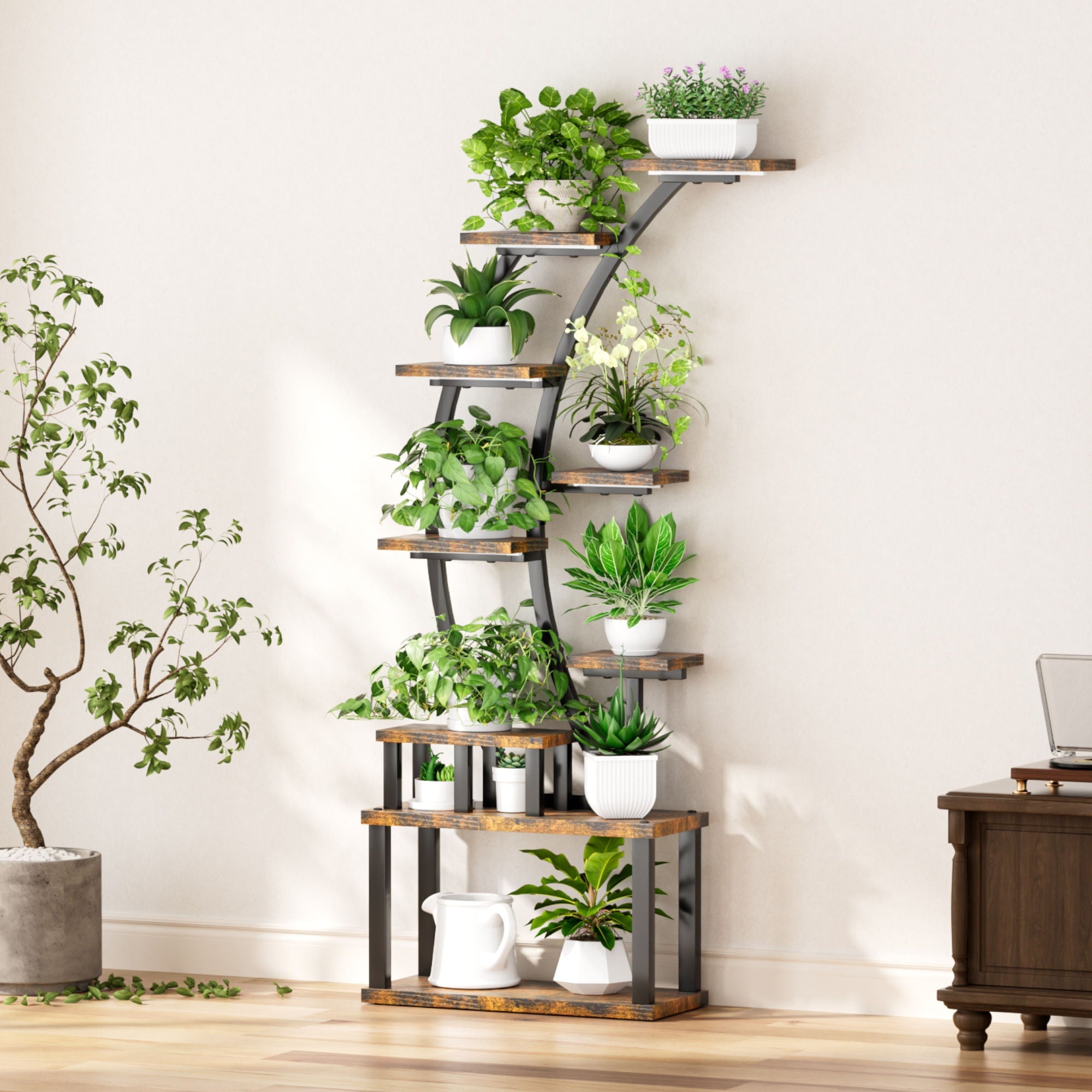 9 Tiered Indoor Plant Stand With 5 Adjustable Grow Lights by HouseOfZazla