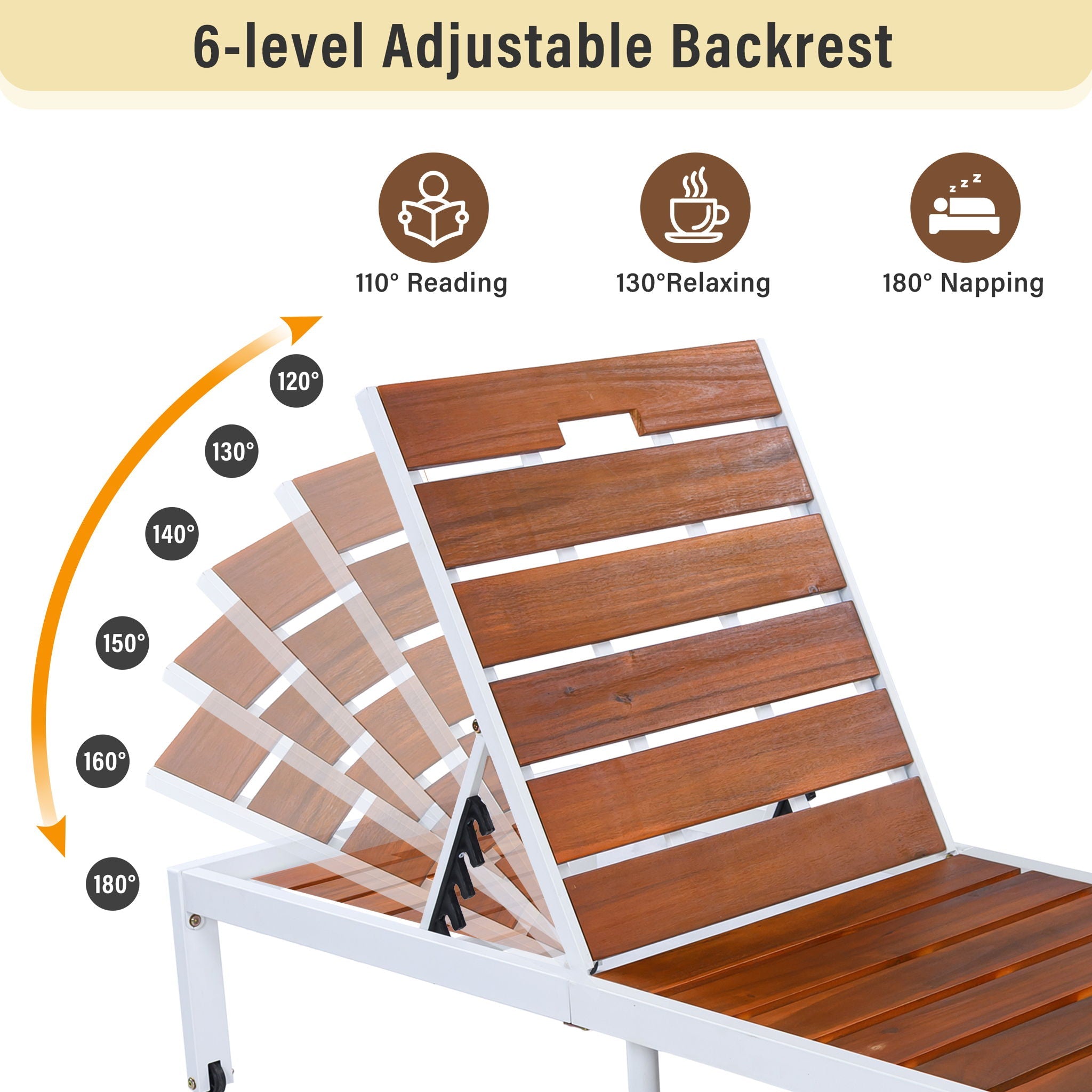 Outdoor Chaise Pool Lounge Chairs With Adjustable Backrest - Brown / White by HouseOfZazla