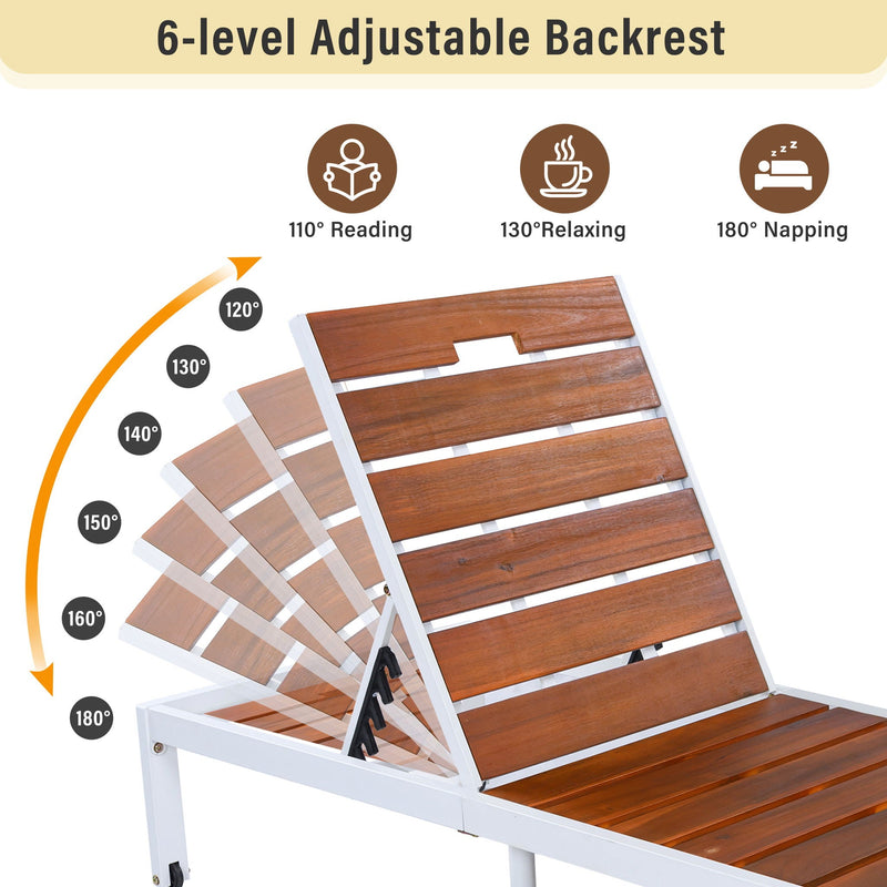 Outdoor Chaise Pool Lounge Chairs With Adjustable Backrest - Brown / White by HouseOfZazla