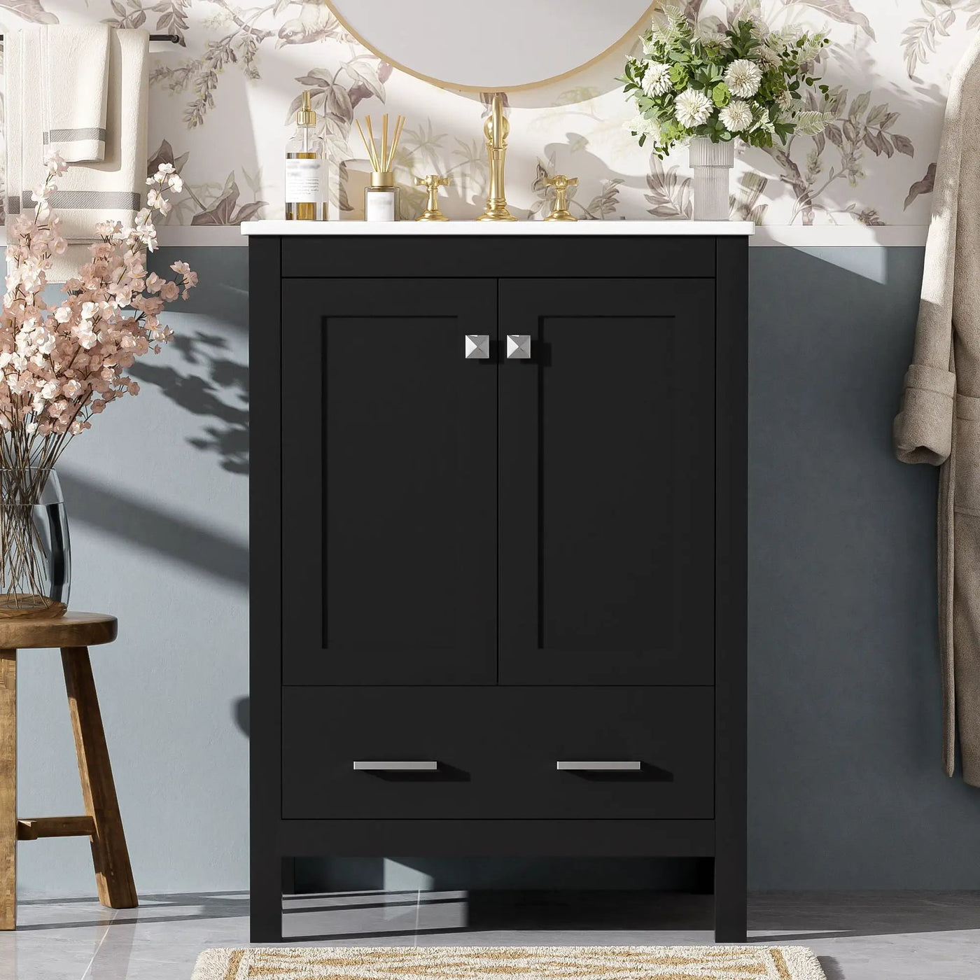 Bathroom Vanity With Integrated Undermount Ceramic Sink, 2 Doors And 1 Drawer, Soft Close Hinges by Unique Piece Furniture