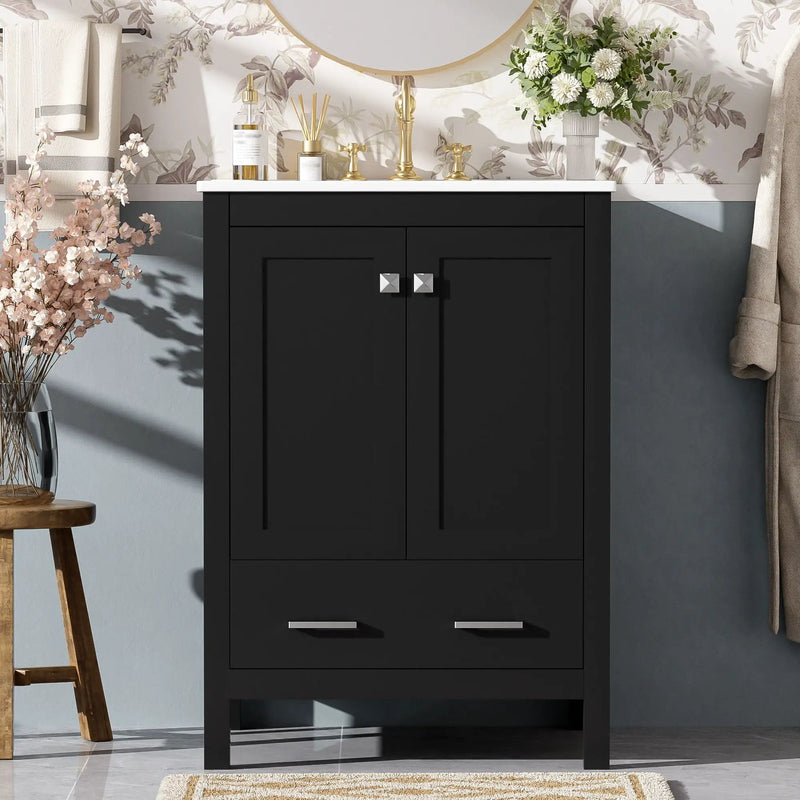Bathroom Vanity With Integrated Undermount Ceramic Sink, 2 Doors And 1 Drawer, Soft Close Hinges by Unique Piece Furniture