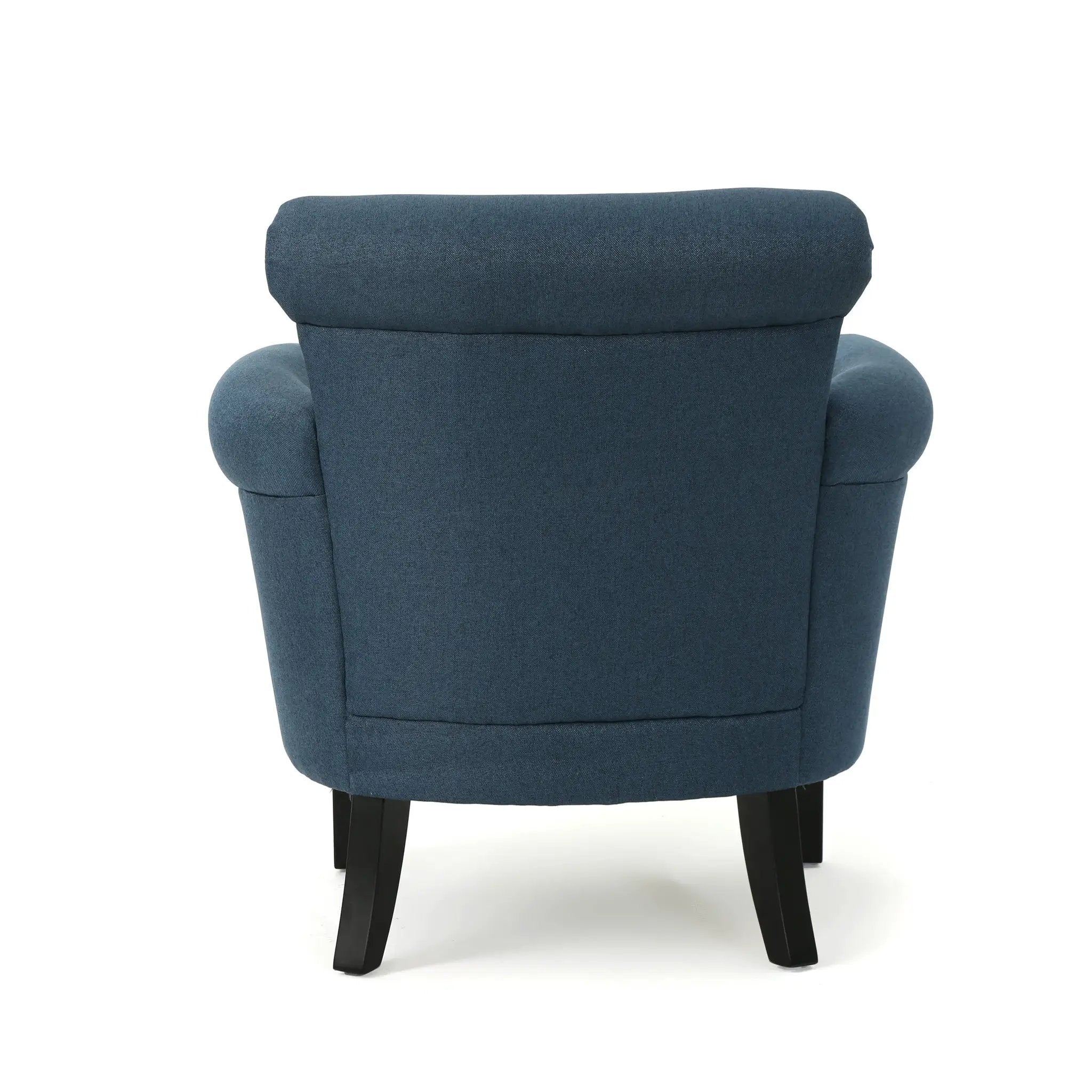 Elegant Navy Blue Fabric Club Chair with Nailhead Trim and Birch Wood Legs by HouseOfZazla