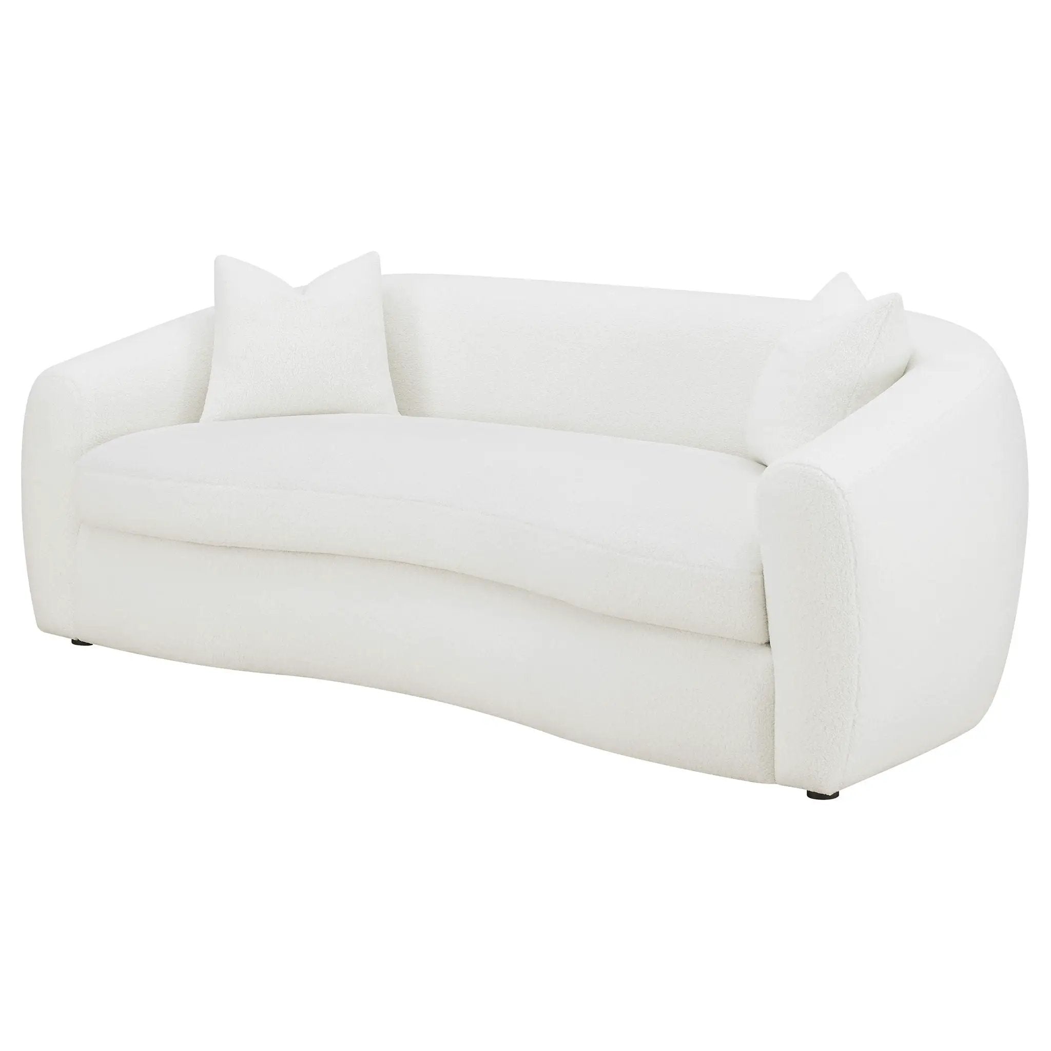 Isabella Faux Sheepskin Upholstered Sofa Natural by Unique Piece Furniture