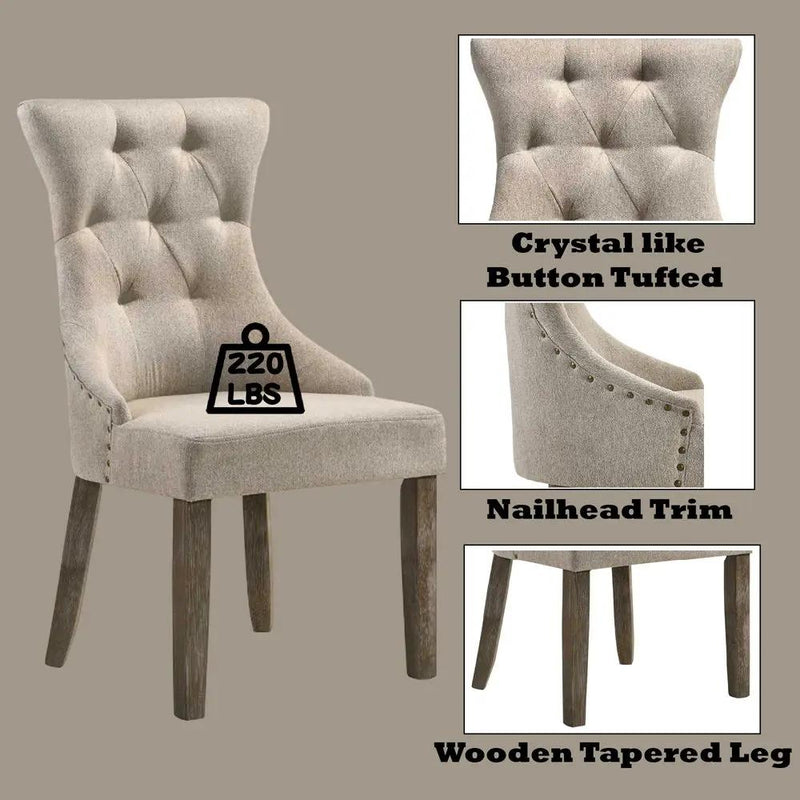 Gabrian - Side Chair (Set of 2) - Two-Tone Beige Fabric & Reclaimed Gray by Unique Piece Furniture