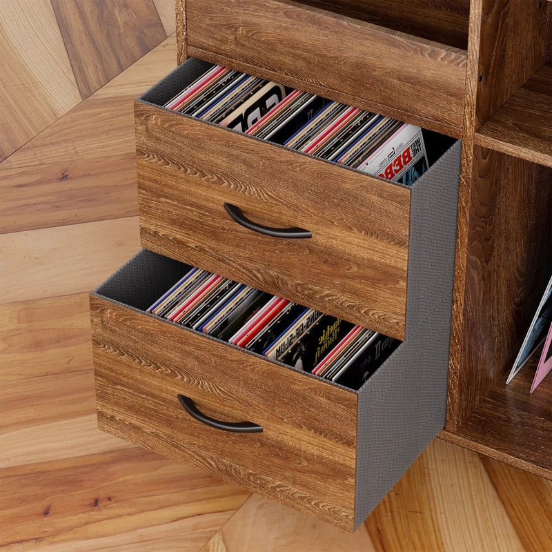 Grain Record Player Stand, Media Console With Speaker Shelf & 2 Drawers by HouseOfZazla