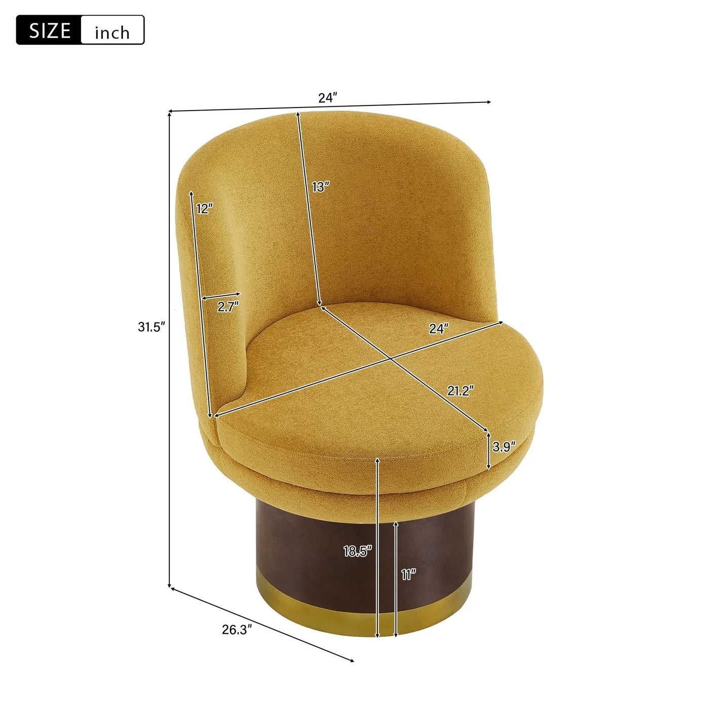 Round Swivel Accent Chair With Ergonomic Backrest For Living Room by HouseOfZazla
