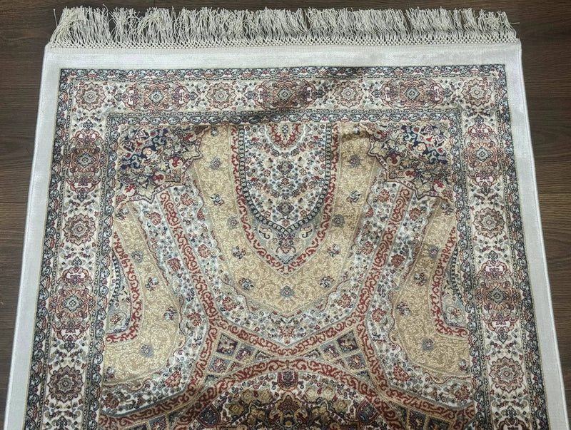 Turkish Silk Runner Rug 2.6 x 13, Dome Design, Hereke Runner, Bamboo Silk, New by Jewel Rugs