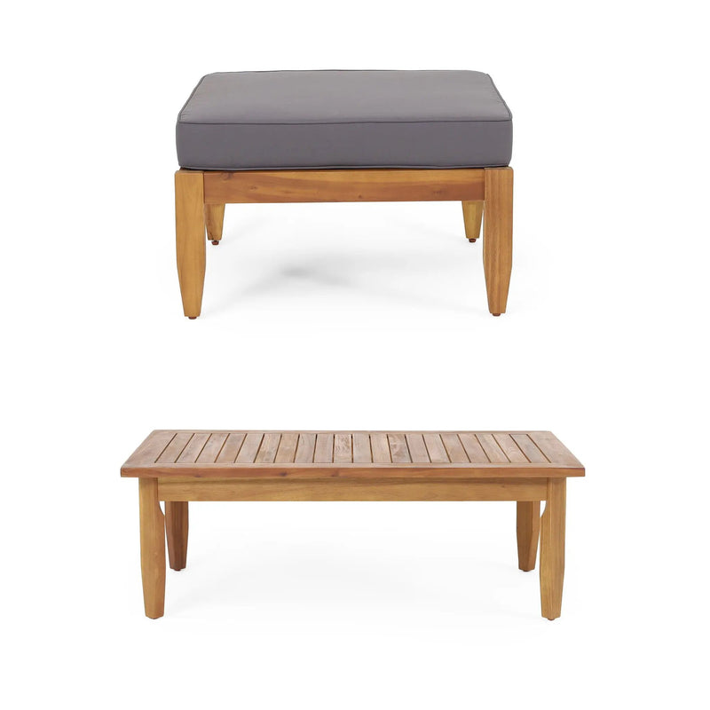 Bianca - Outdoor 3 Seater Sofa Chat Set With Ottoman - Teak by HouseOfZazla