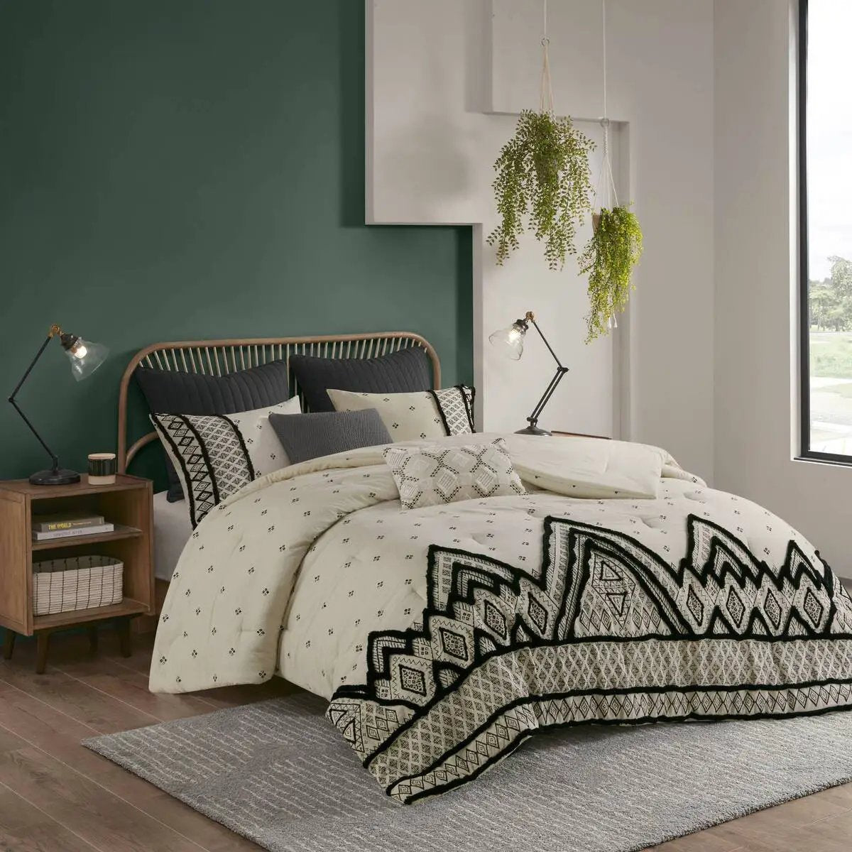 3 Piece Cotton and Flax Linen Blend Comforter Set Natural Full/Queen by HouseOfZazla
