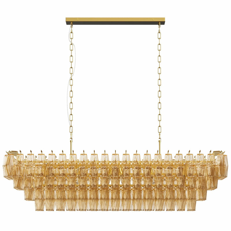 Modern Chandeliers for Dining Room, 54" Large Rectangle Gold Kitchen Chandelier Over Table by HouseOfZazla