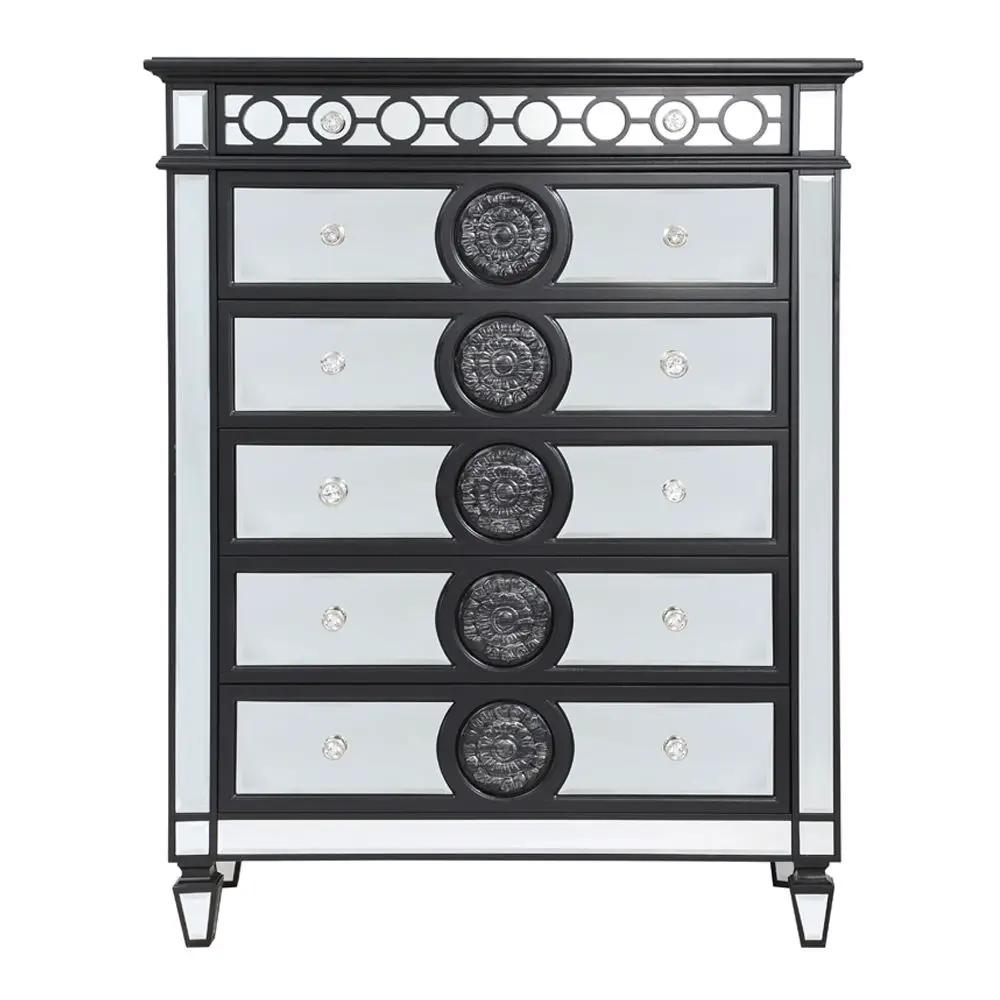 Varian II - Chest - Mirrored, Black & Sliver by Unique Piece Furniture