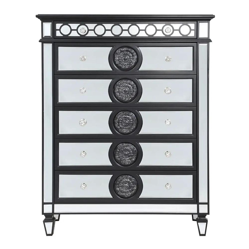 Varian II - Chest - Mirrored, Black & Sliver by Unique Piece Furniture