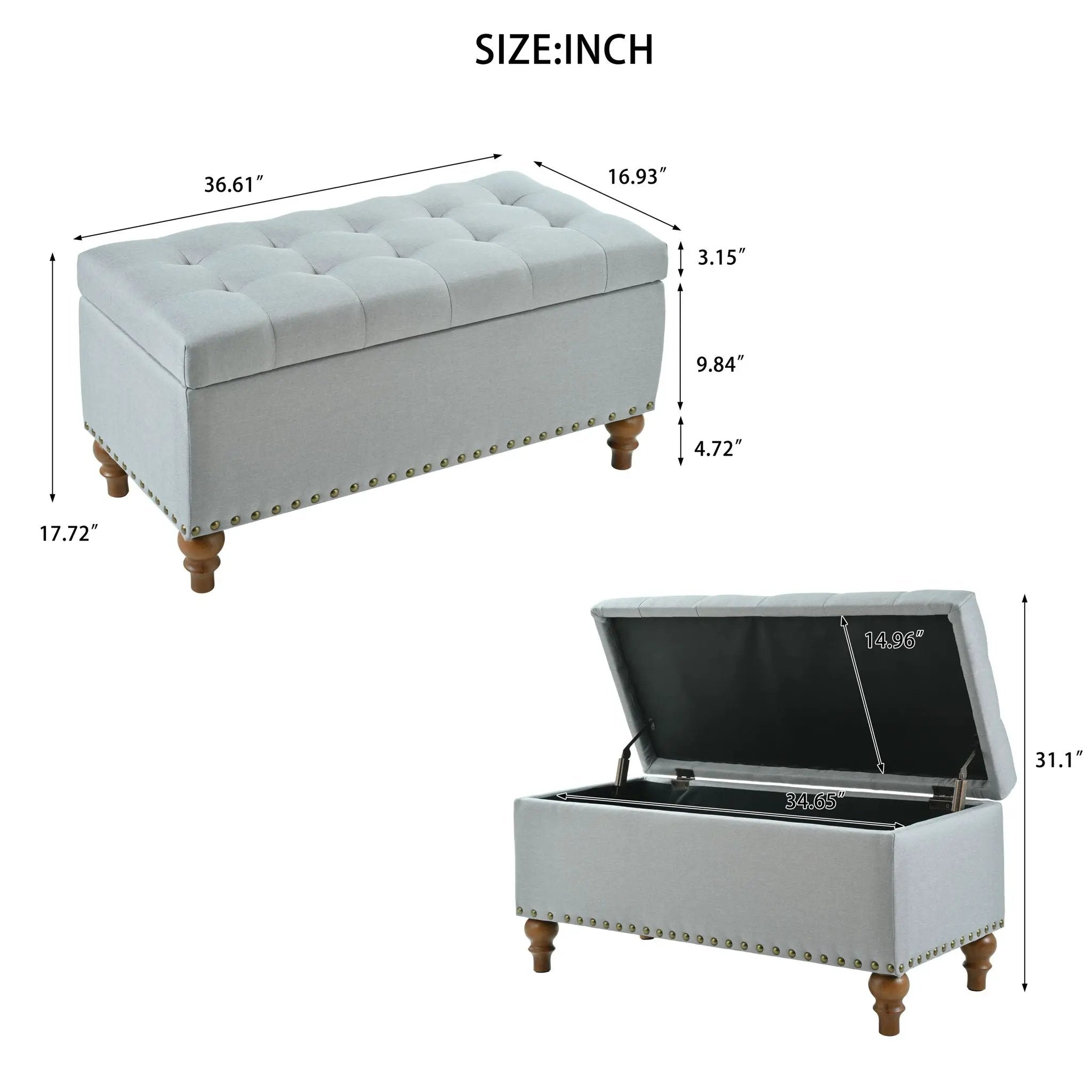 Upholstered Ottoman With Storage And Rivet Trim by Unique Piece Furniture