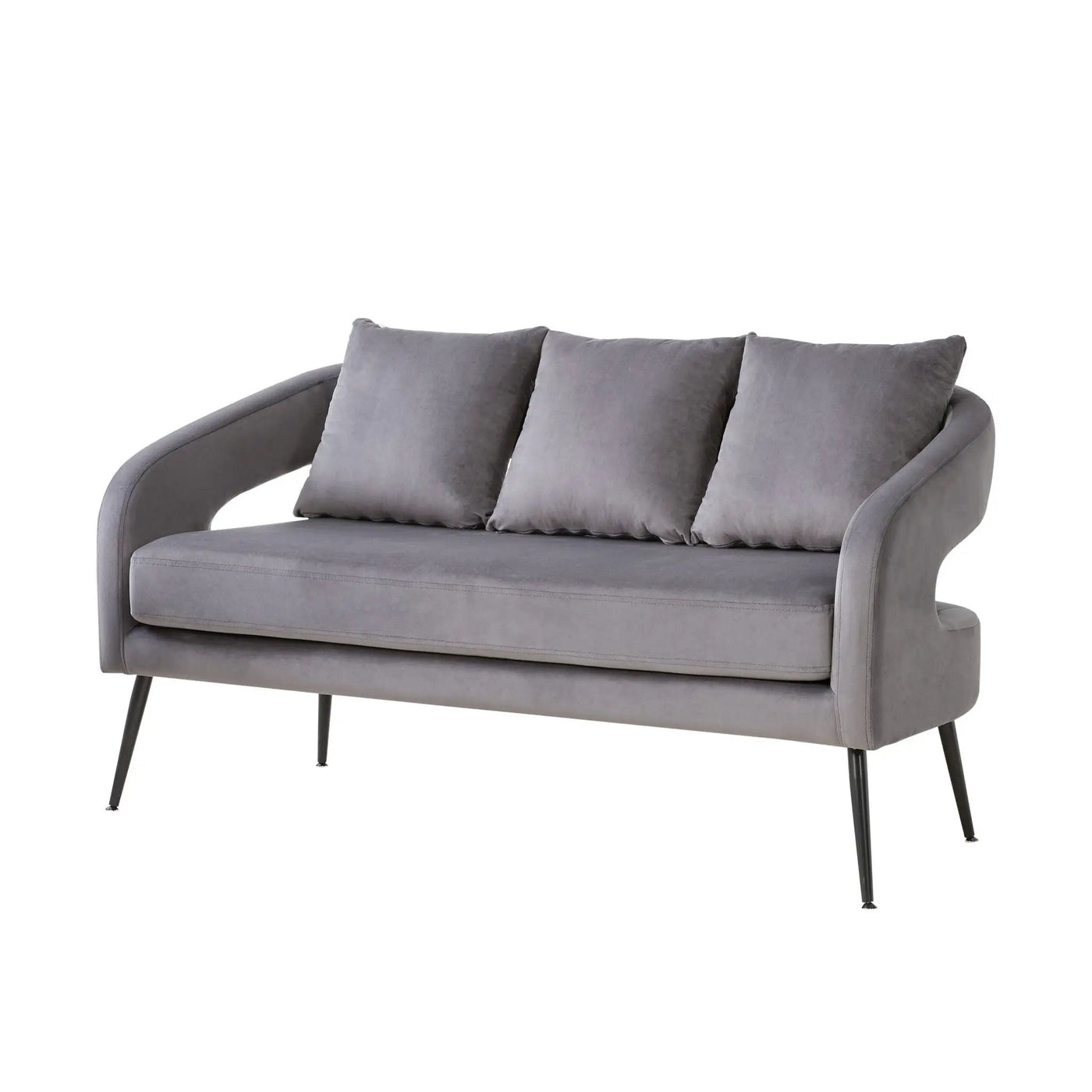 Open Back Loveseat Settee With 3 Pillows by Unique Piece Furniture