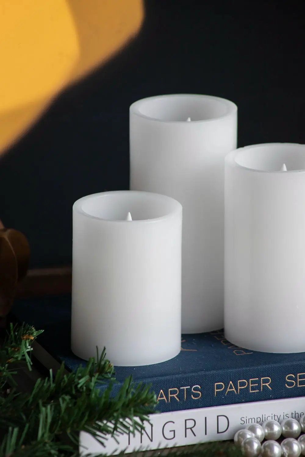 LED Candles With Remote Timer (Set of 3) - White by Unique Piece Furniture