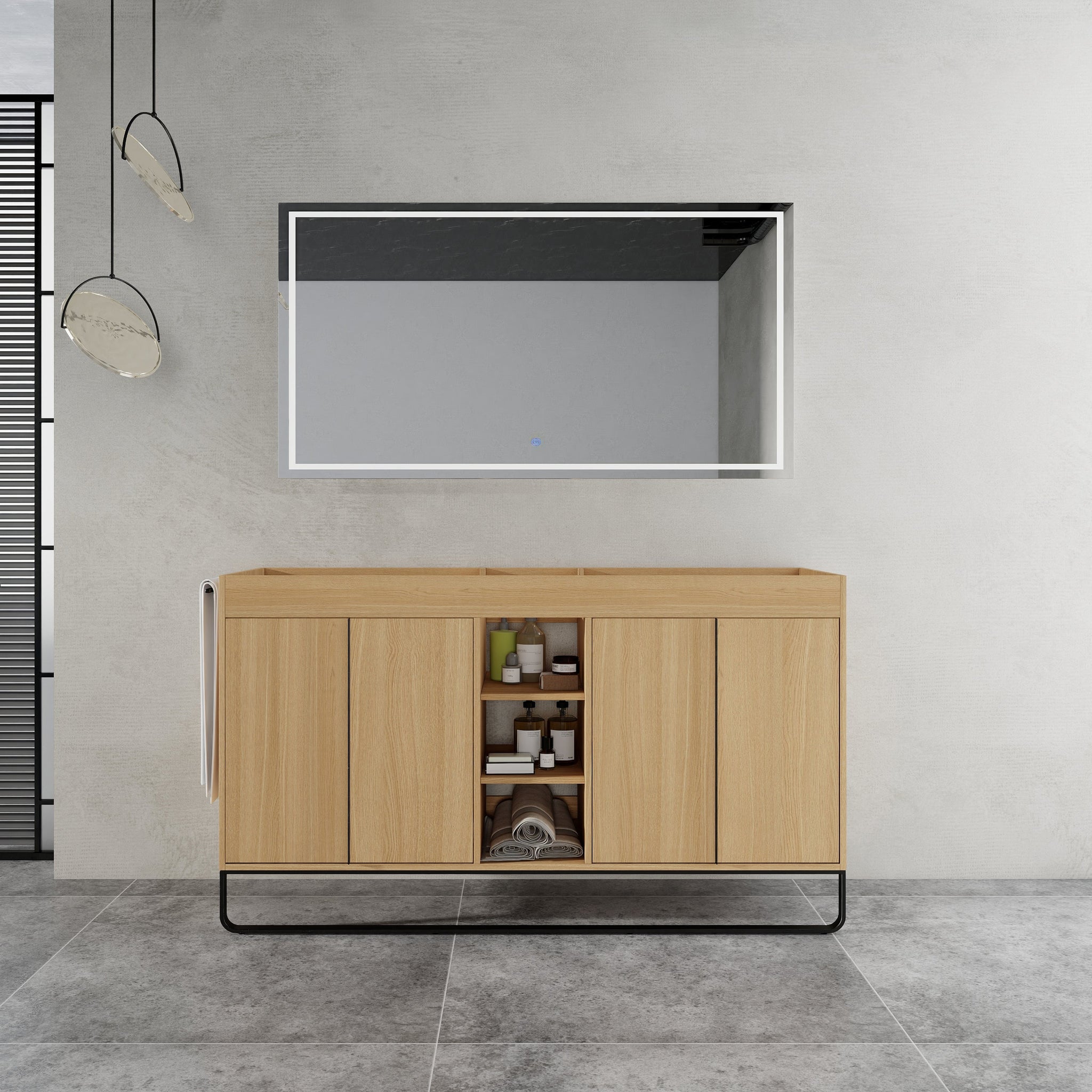 60-Inch Freestanding Bathroom Cabinet with Soft Close Doors & Open Storage by HouseOfZazla