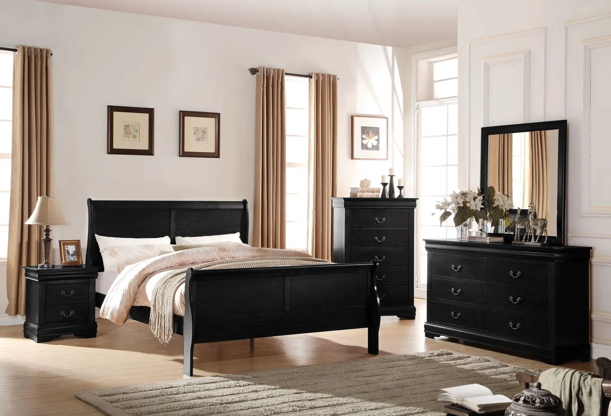 Louis Philippe - Sleigh Style Bed by Unique Piece Furniture
