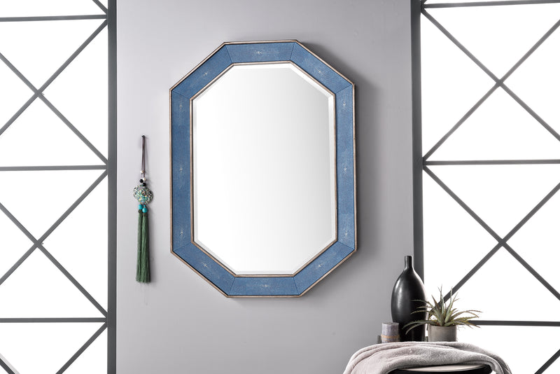 James Martin Tangent 30" Mirror, Silver with Delft Blue, view 2