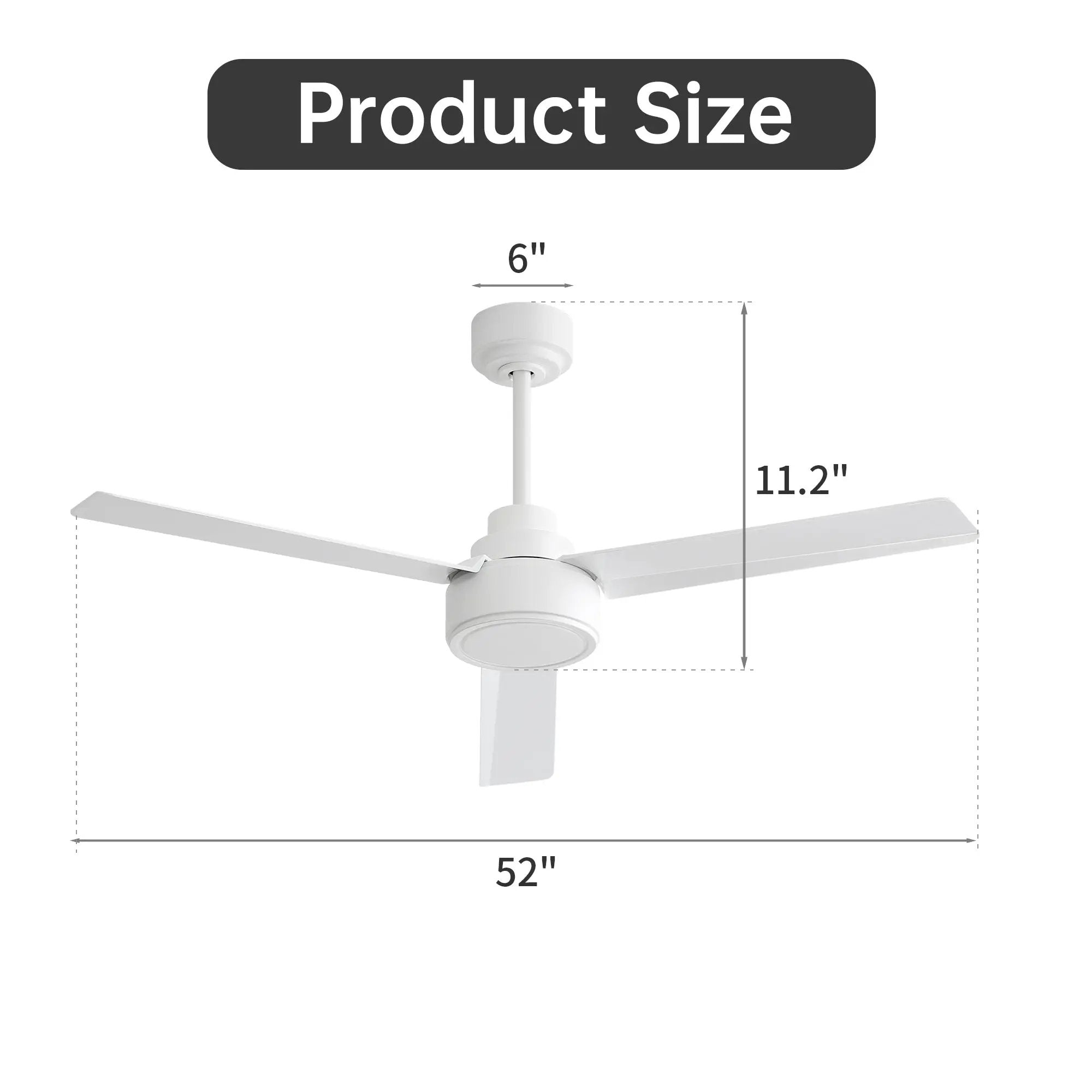 52" Ceiling Fan Without Light with Remote Control and Reversible DC Motor by HouseOfZazla