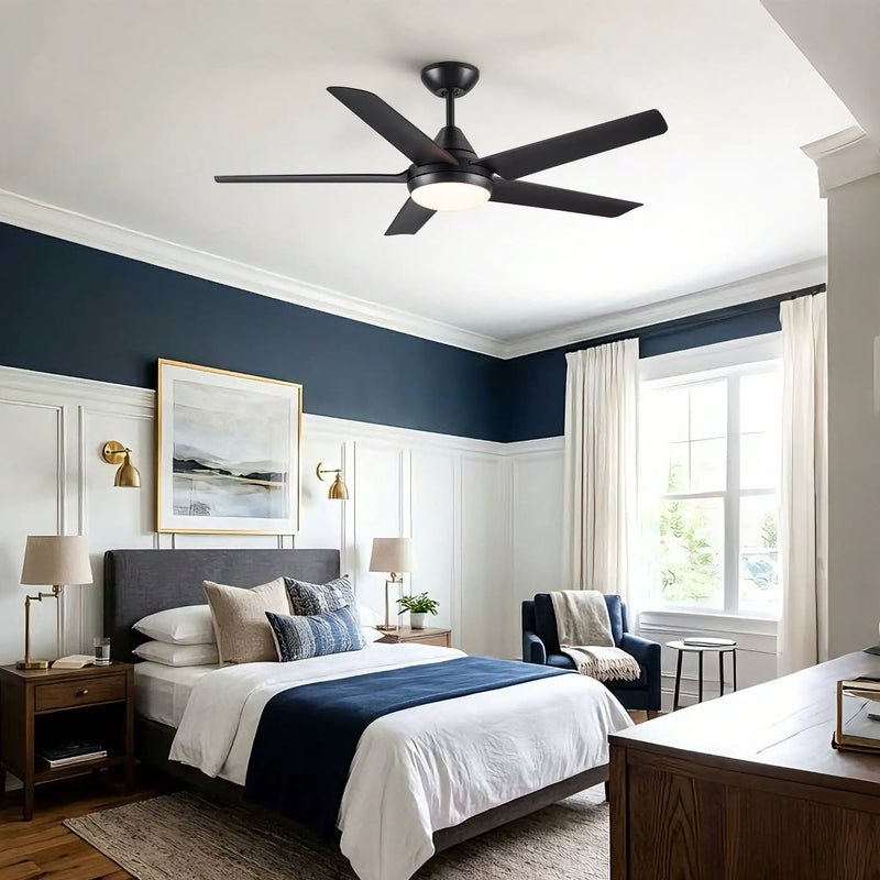 Ceiling Fan With Lights And Remote Control, Reversible DC Motor, 6 Speeds, 3 Cct Dimmable LED, Quiet Timer For Indoor - Black by HouseOfZazla