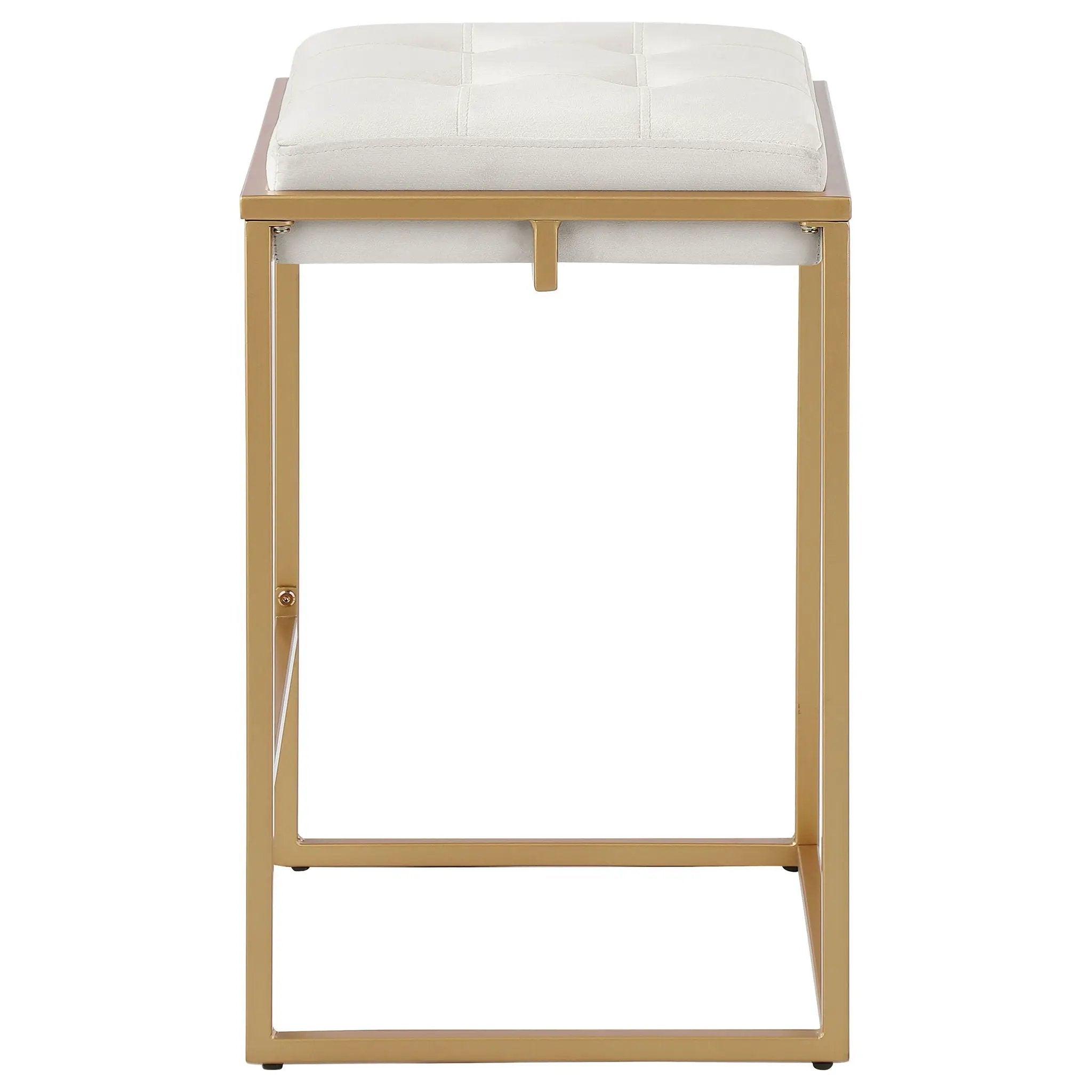 Square Counter Height Stools (Set of 2) - Beige / Gold by HouseOfZazla