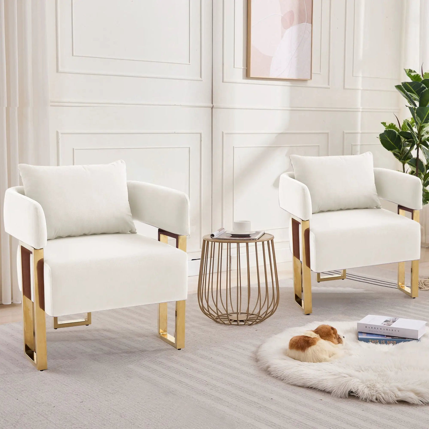 Modern Classic Design Decorative Chair Teddy Fleece Upholstered And Metal Foot by Unique Piece Furniture