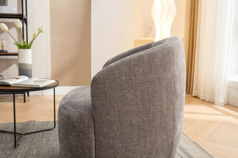 Fabric Swivel Accent Armchair Barrel Chair With Powder Coating Metal Ring by HouseOfZazla
